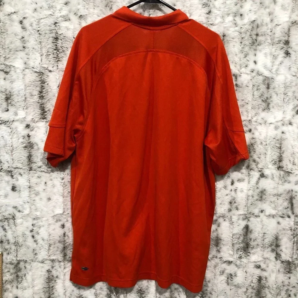 Adidas Men Polo Shirt Climacool 100% Polyester Orange Three Stripes  2XL